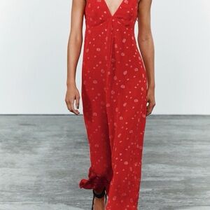 Zara Red Floral Midi Dress